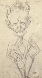 ヘクター・ベルリオーズの風刺画（1803-69）（紙にクレヨン）